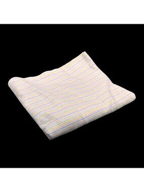 Vintage Pastel Rainbow Striped Blanket Queen Size Retro Bedding Acrylic
